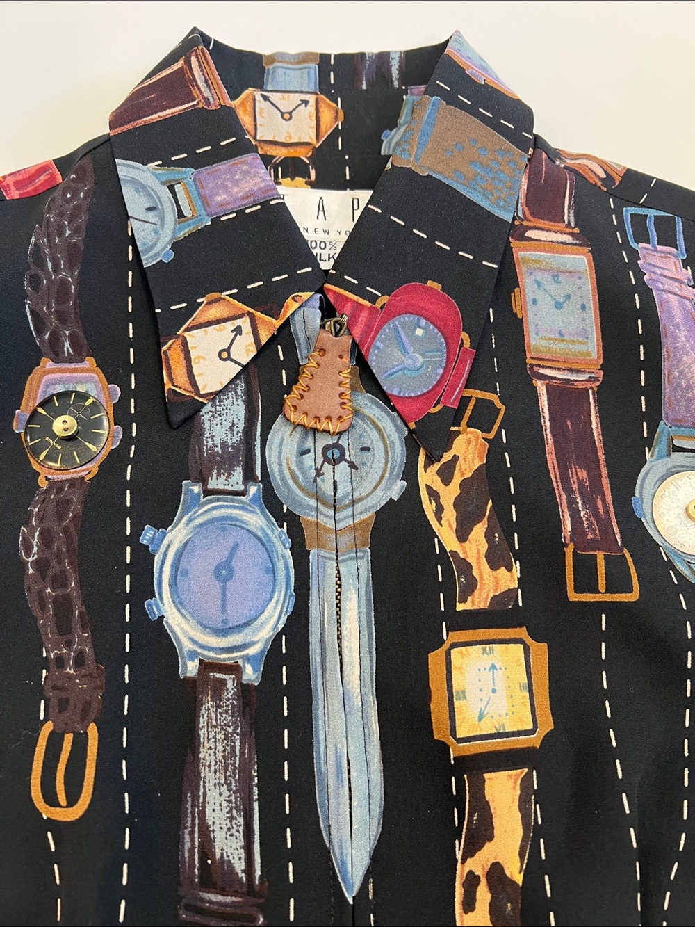 TAPP New York Silk Vest in Black with Multicolor Print - Picture 6 of 7